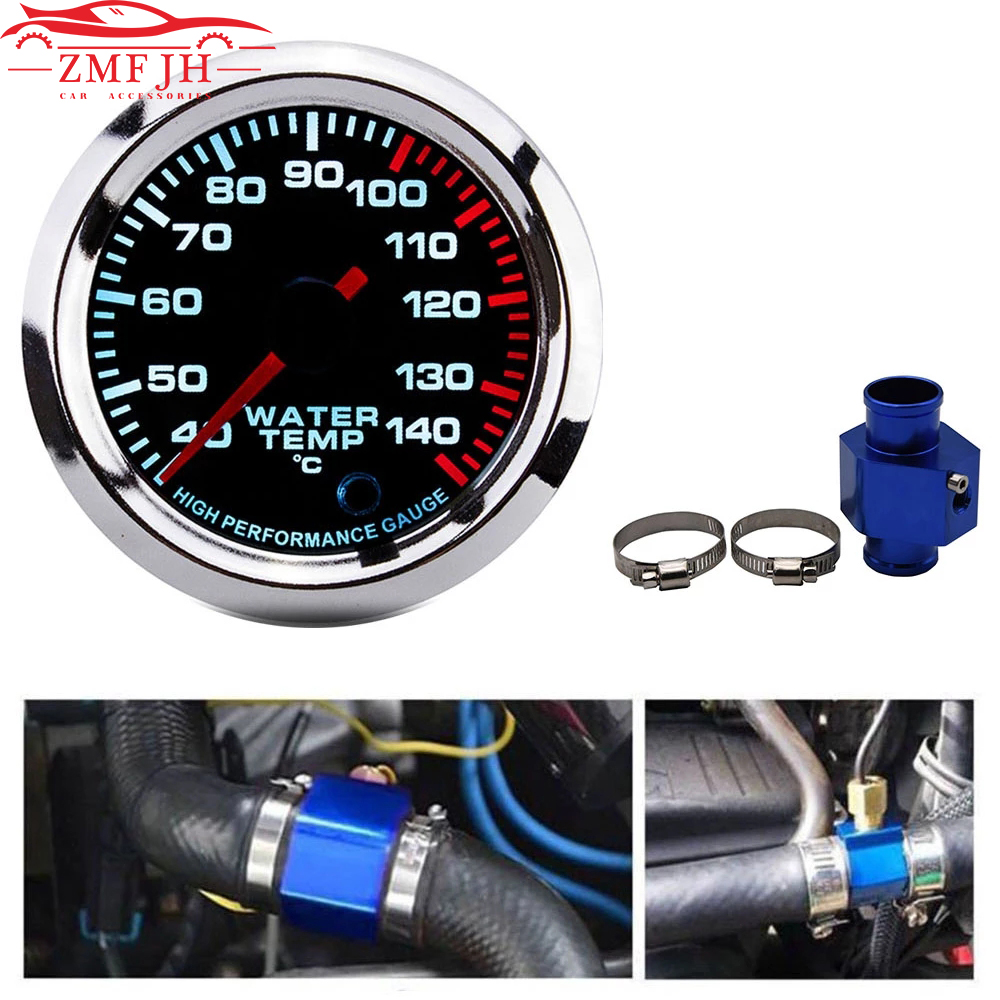 Marine Test Kit - 車の水温計キット,レーシングゲージ,温度ジョイントパイプ,センサーアダプター,ラジエーター28-40mm,カスタム12v,40-140 ℃,52mm