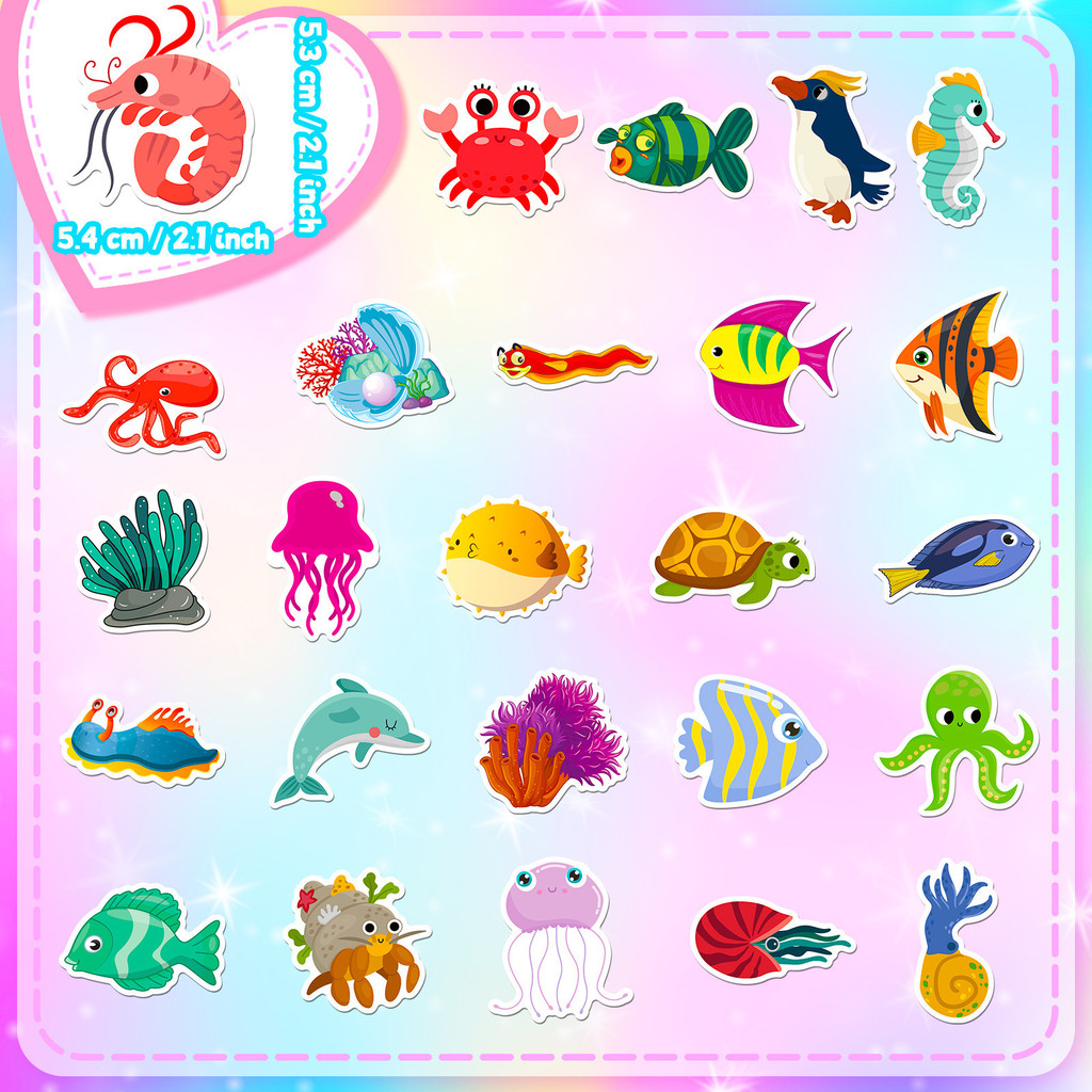 50枚入り海洋生物ステッカー イルカとサメのデカール 子供の - Marine Aquarium & Regional Centre Reviews のレビューと価格