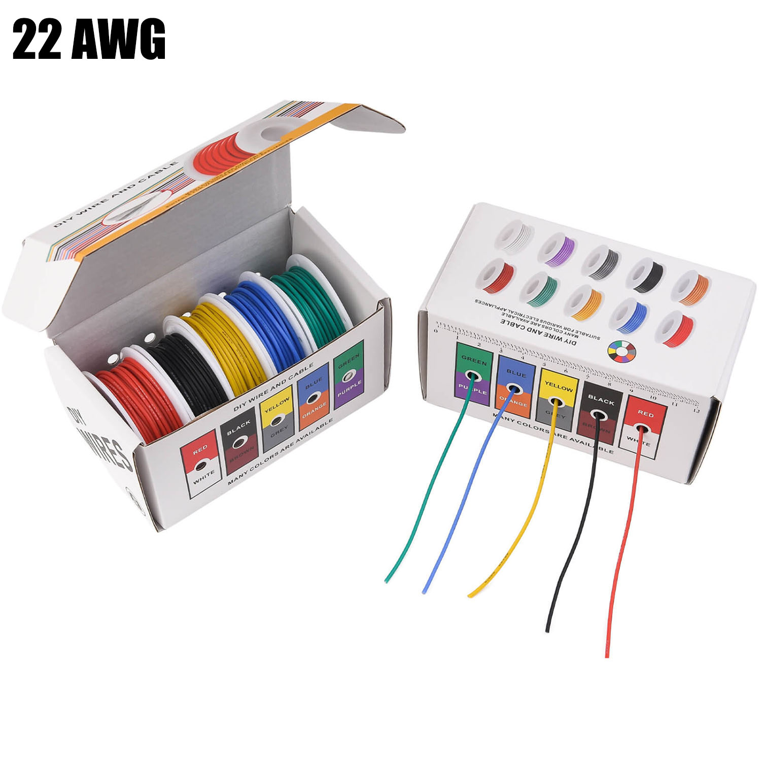 22 AWG シリコンワイヤーキット、5色 22ゲージ撚り線 - Marine Test Kit のレビューと価格